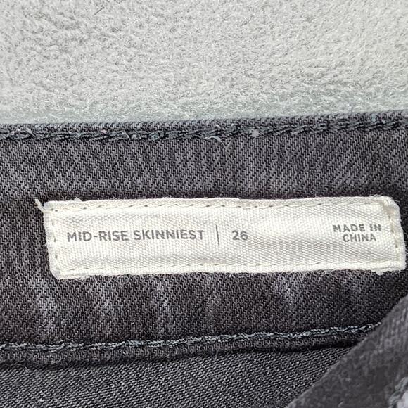 PACSUN Womens Jeans XS 26x28 Mid-Rise Skinniest Black Stretch Denim Faded Casual - Picture 7 of 9